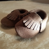 BROWN SUEDE BABY MOCCASINS