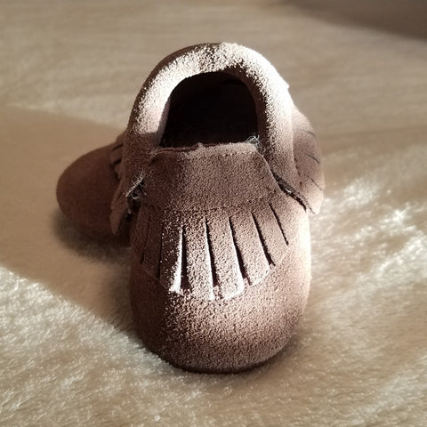 BROWN SUEDE BABY MOCCASINS