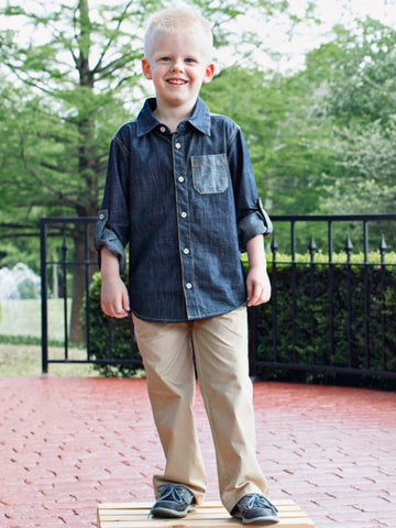 DARK BLUE DENIM BUTTON DOWN