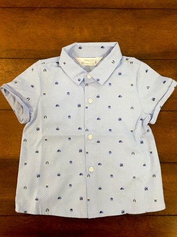 BLUE COLLARED BUTTON DOWN SHIRT