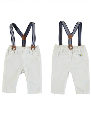 WHITE DRESS PANTS WITH SUSPENDERS