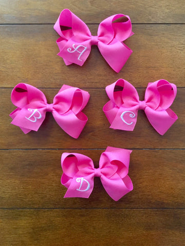 HOT PINK MD INITIAL BOW