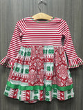 RED PANEL KNIT DRESS