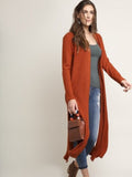 RUST KNITTED LONG CARDIGAN