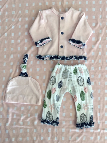MUSLIN LEAVE PANTS, JACKET AND KNOT HAT