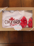 "COUNTRY BABE" ONESIE & HOSPITAL HAT SET