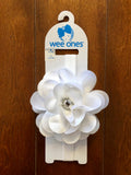 LARGE SATIN FLOWER WITH JEWEL CENTER